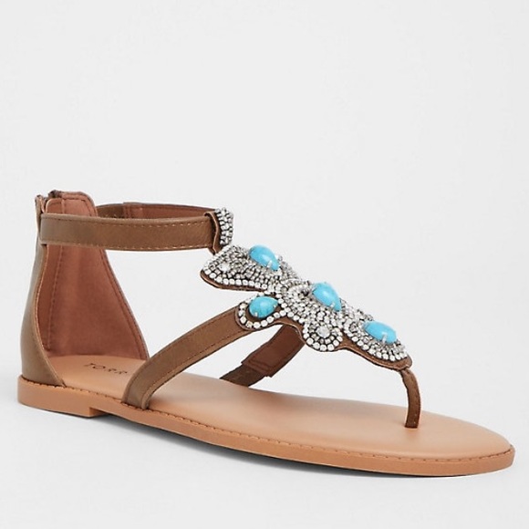 12 🆕 Torrid Jeweled Rhinestone T-Strap Sandals - Picture 3 of 4